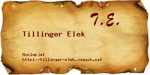 Tillinger Elek névjegykártya