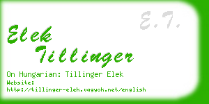 elek tillinger business card